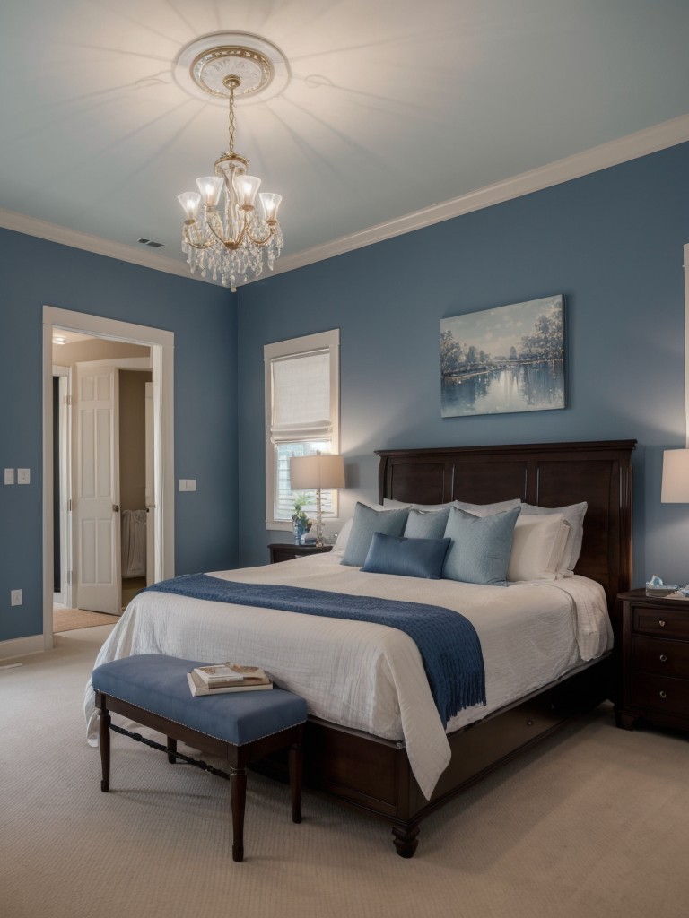 Blue Bedroom Bliss: Create a Romantic Retreat with Cascading Light