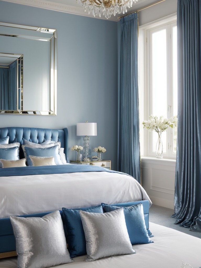 Create a Glamorous Oasis with Metallic Accents and Luxurious Fabrics in Your Bedroom