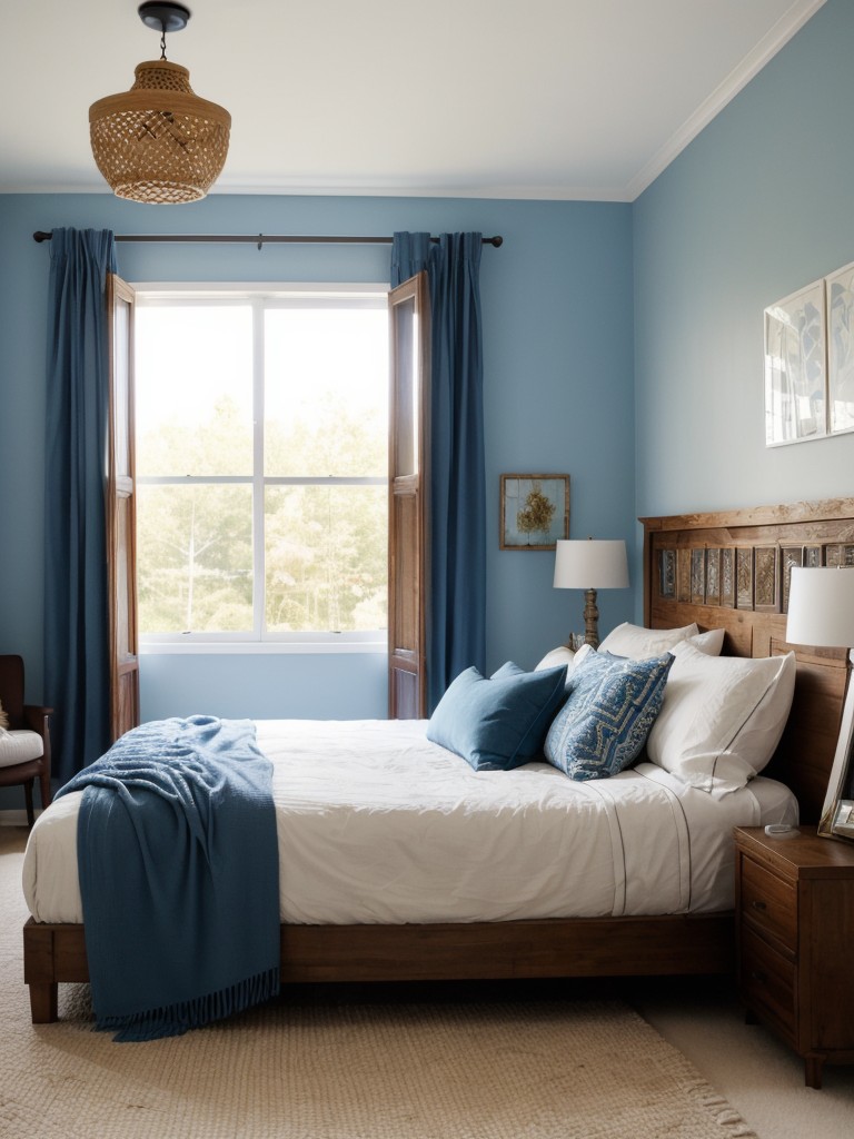 Boho Vibes: Transform Your Apartment Bedroom into a Blue Wonderland!