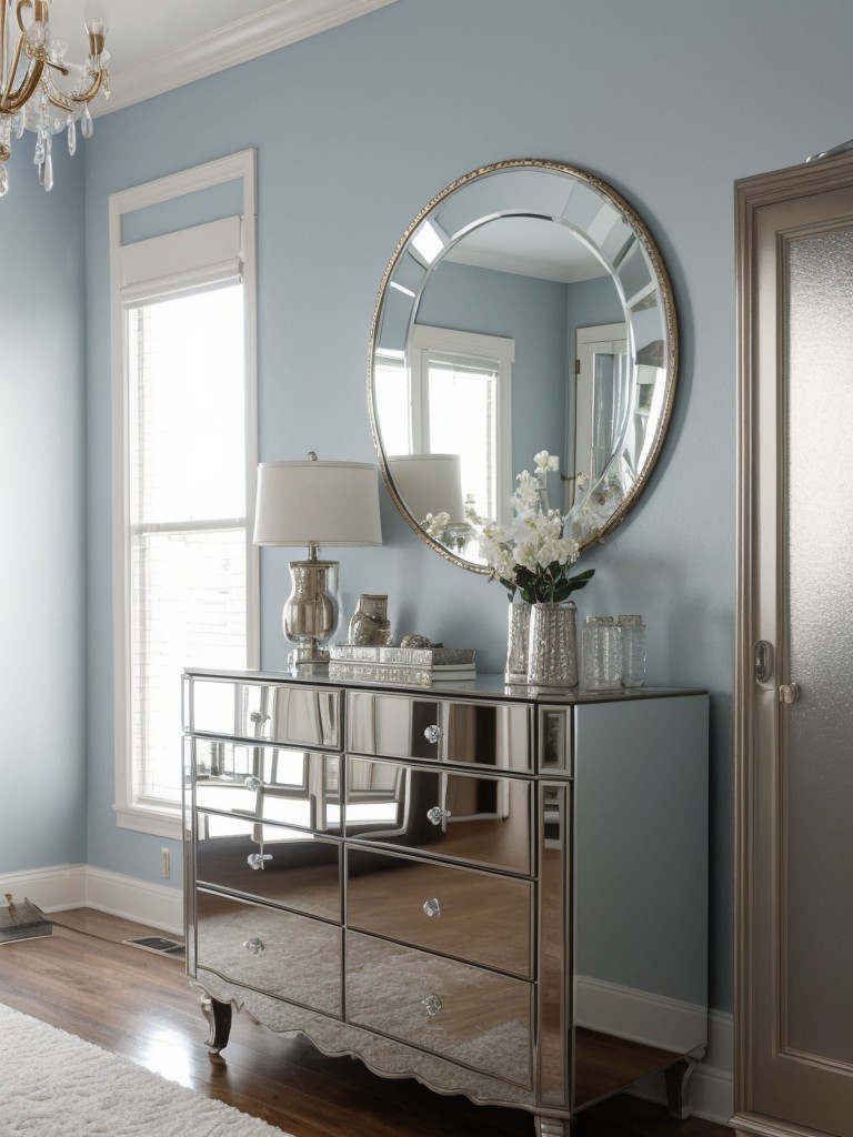 Create a Chic and Relaxing Blue Bedroom with Metallic Accents