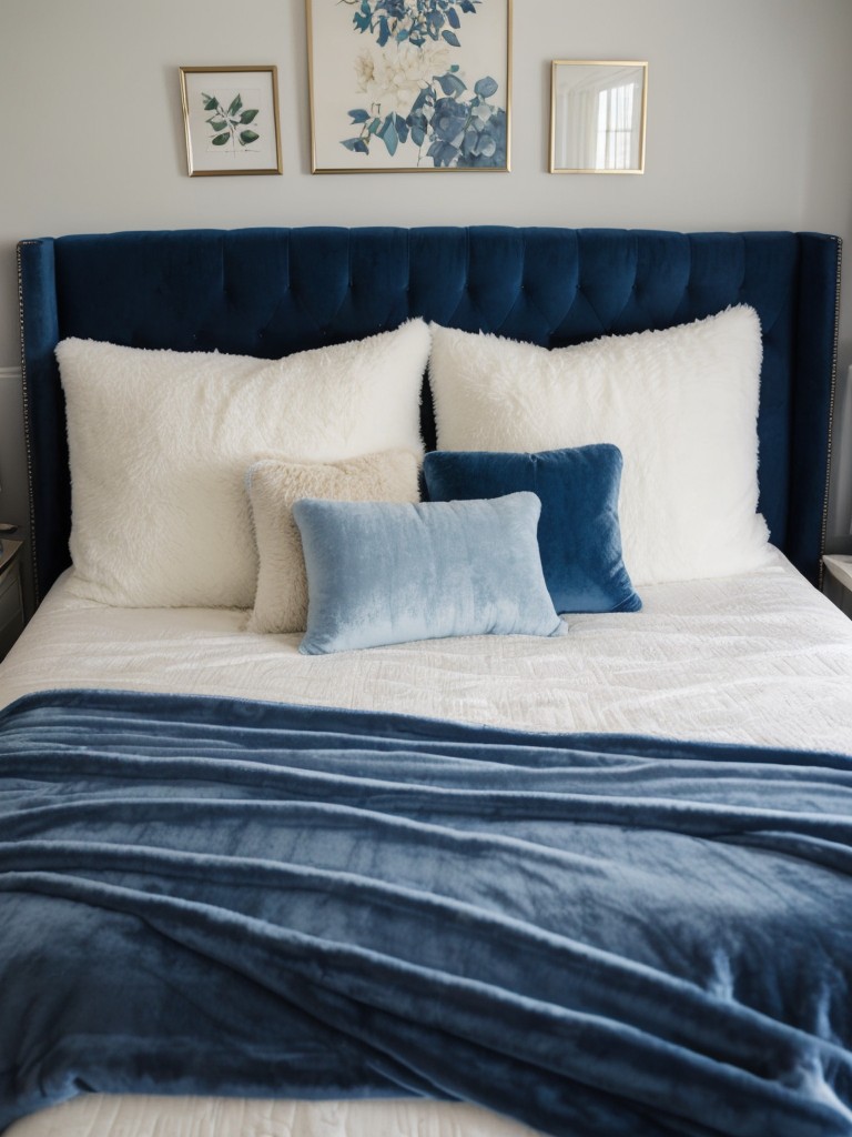 Create a Cozy Blue Bedroom Retreat with Plush Textiles!