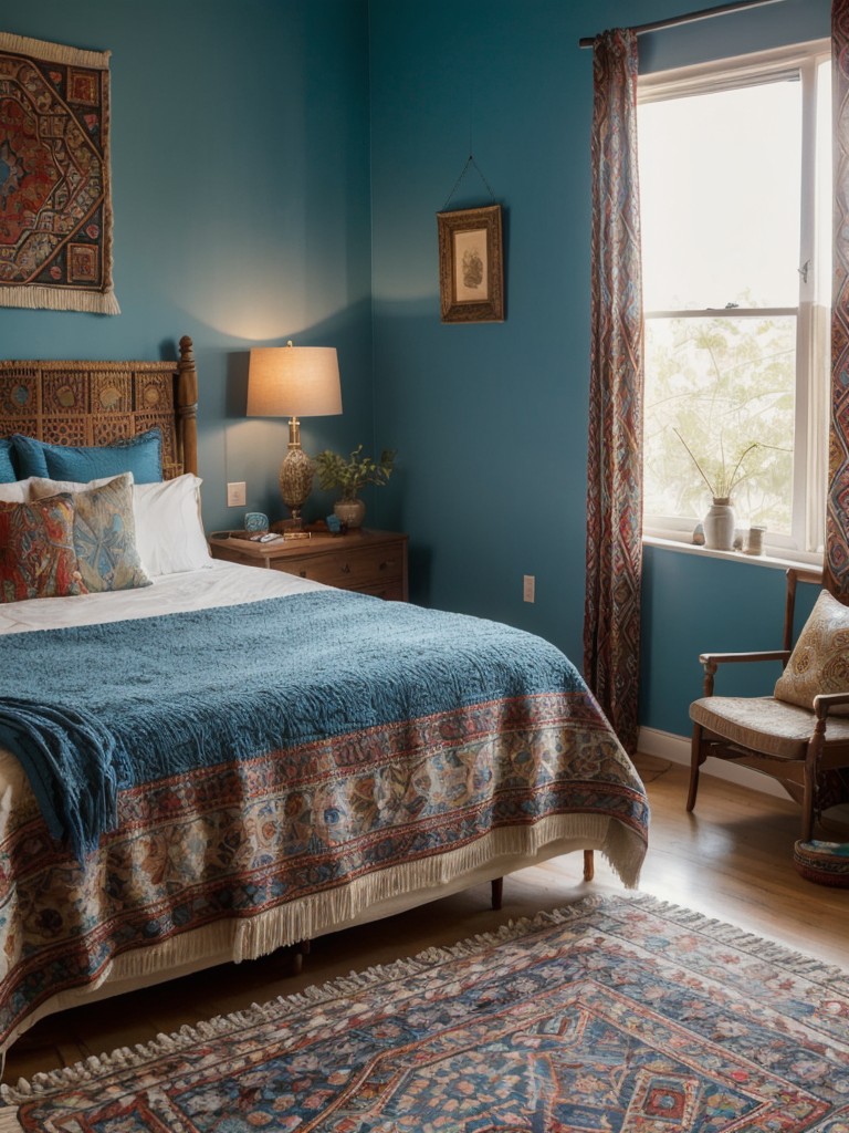 Embrace Global Vibes with a Stylish Blue Bedroom