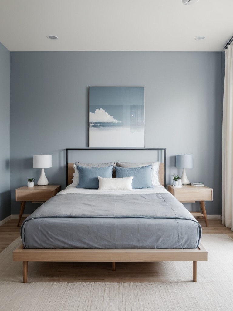 Transform your Bedroom into a Serene Blue Oasis with Minimalist Style!