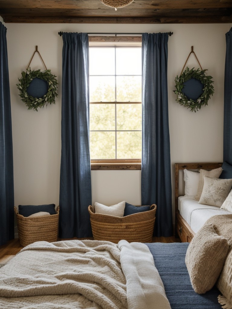 Cozy Rustic Retreat: Create a Serene Blue Bedroom Sanctuary!