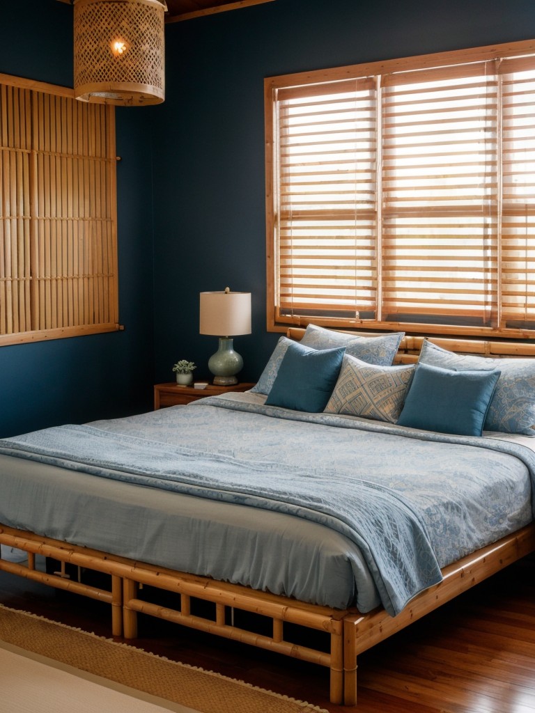 Zen-inspired Blue Bedroom Retreat: Create Calm with Asian Decor