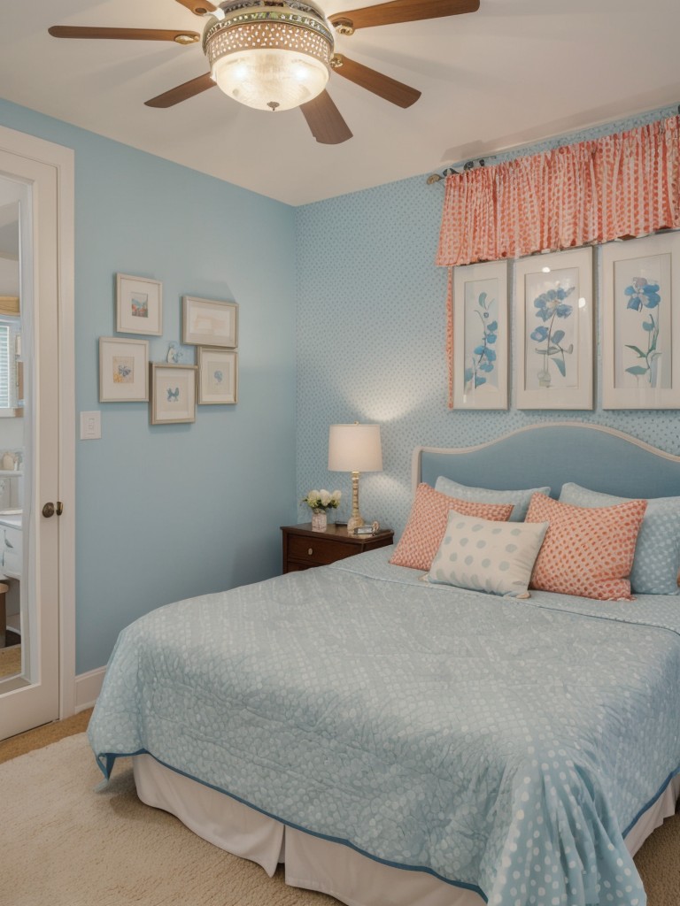 Whimsical Blue Bedroom: Playful Patterns & Quirky Decor