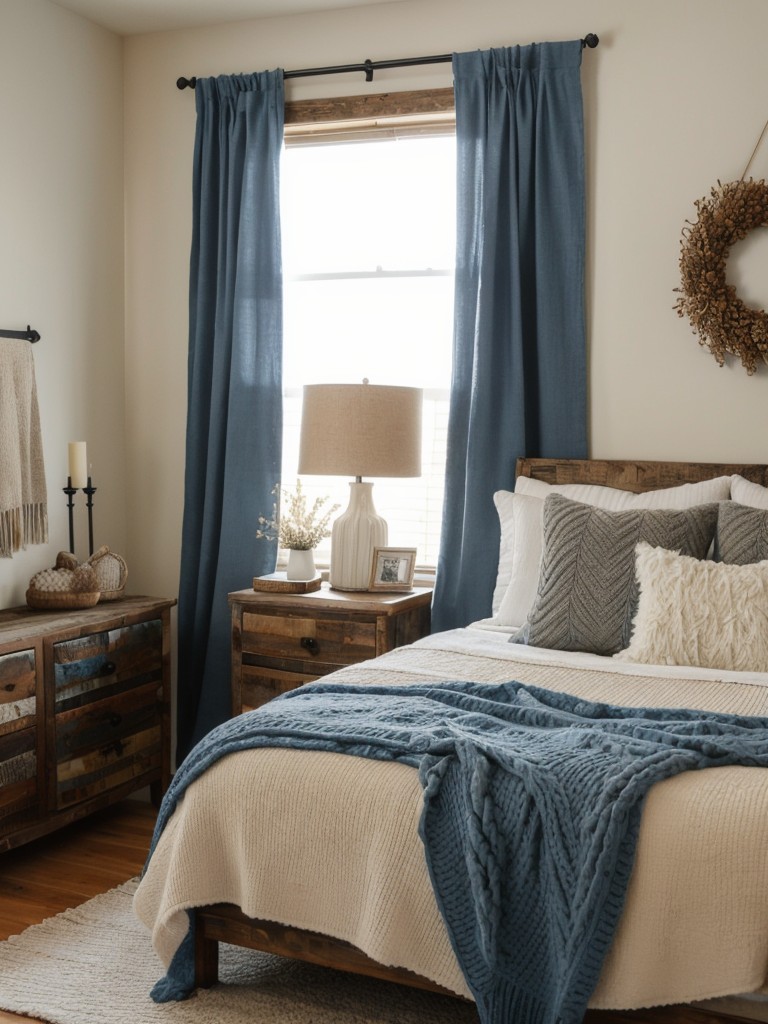 Serene Blue Bedroom Magic: Cozy Rustic Vibes Await!