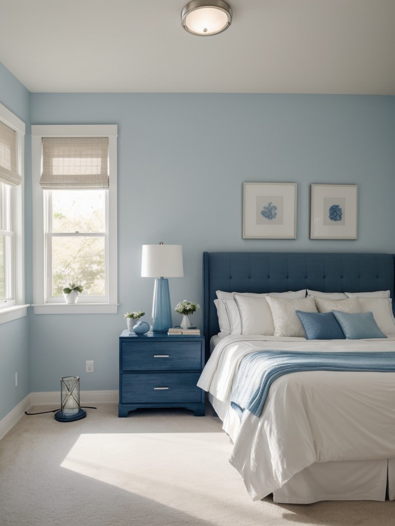 Cozy Apartment Vibes: Create a Relaxing Bedroom Oasis with Blue Accents