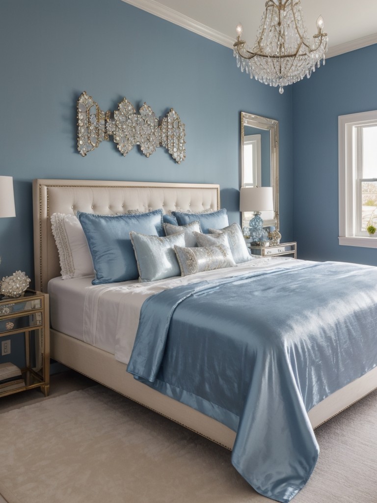 Create a Serene Bedroom Oasis with Blue Tones and Elegant Touches.