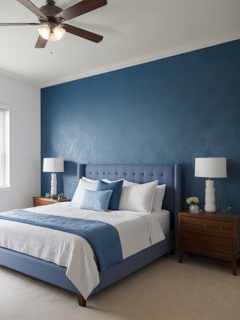 Create a Serene Bedroom with Blue Wallpaper. Elevate Your Space with Intricate Designs!