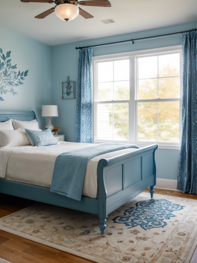 Whimsical Blue Bedroom Decor: Unleash Playful Charm in Your Apartment!