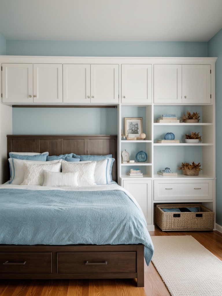 Serene Blue Bedroom: Space-Saving Ideas for Apartment Living