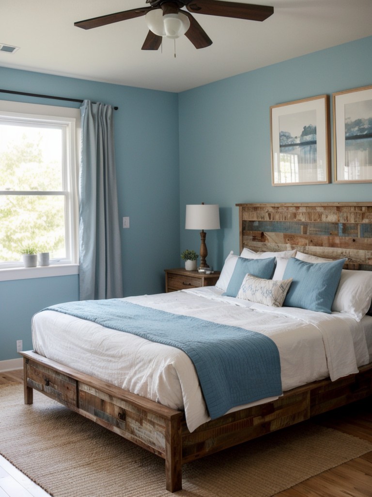 Beautiful Blue Bedroom Ideas with Rustic Wood Accents