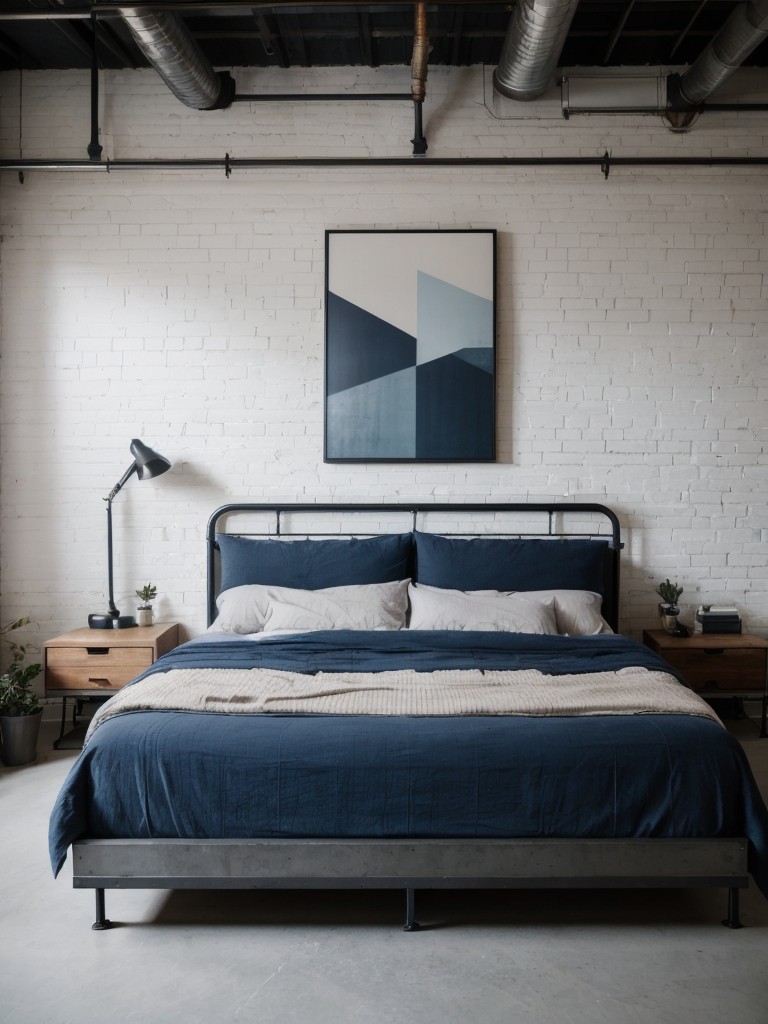 Urban Loft Vibes: Transform Your Bedroom with Contemporary Blue Makeover