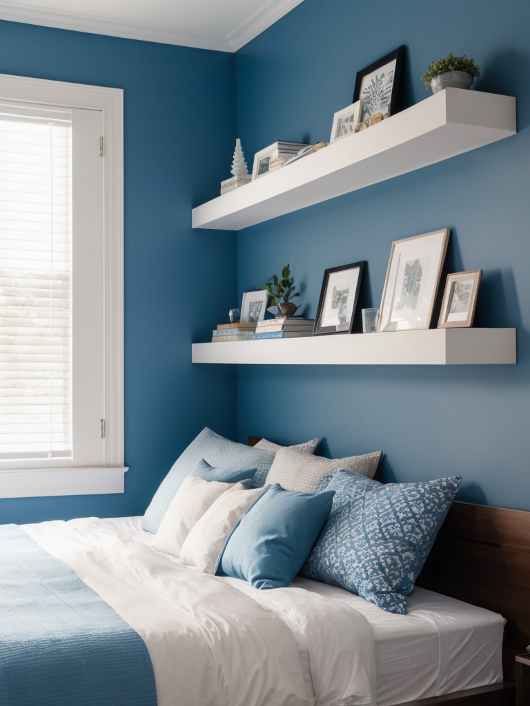 Create a Blue Bedroom Oasis with Floating Shelves!