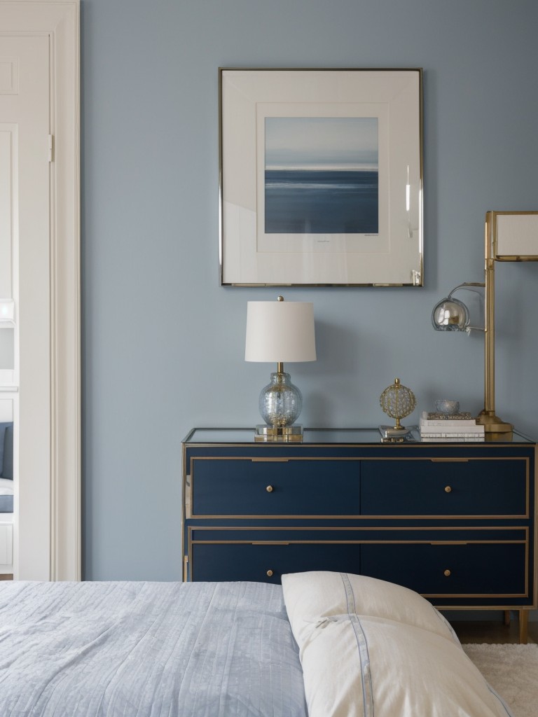 Blue Bedroom Bliss: Elevate Your Space with Metallic Accents