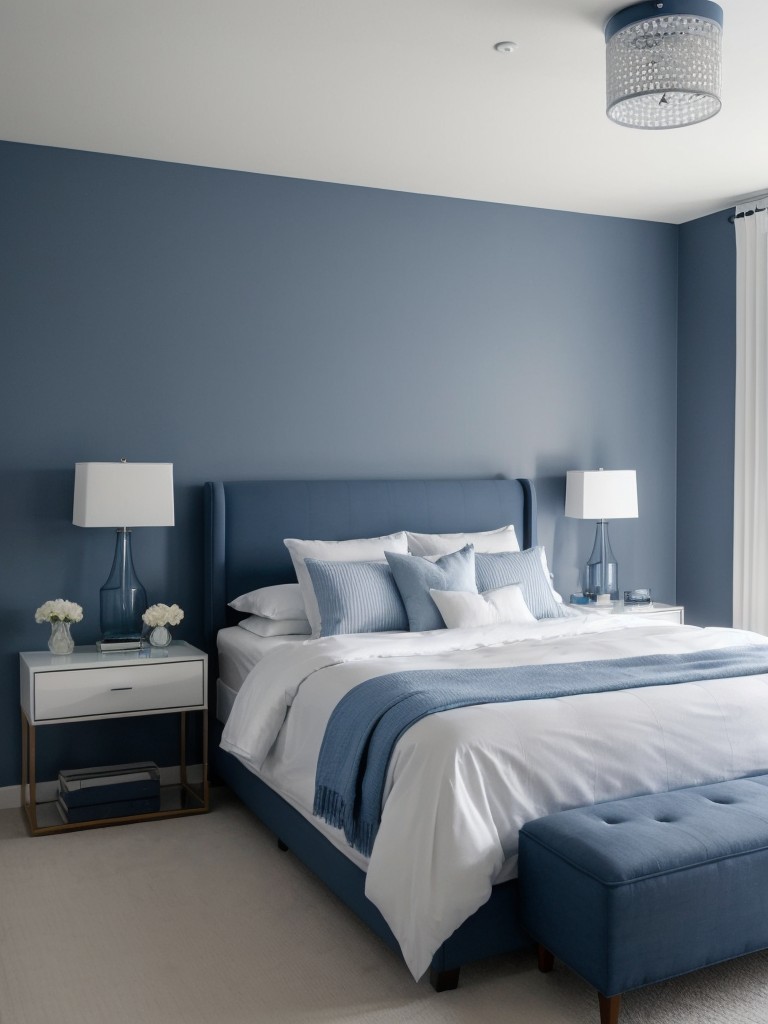 Minimalist Blue Bedroom Retreat: Elevate Your Apartment's Style!