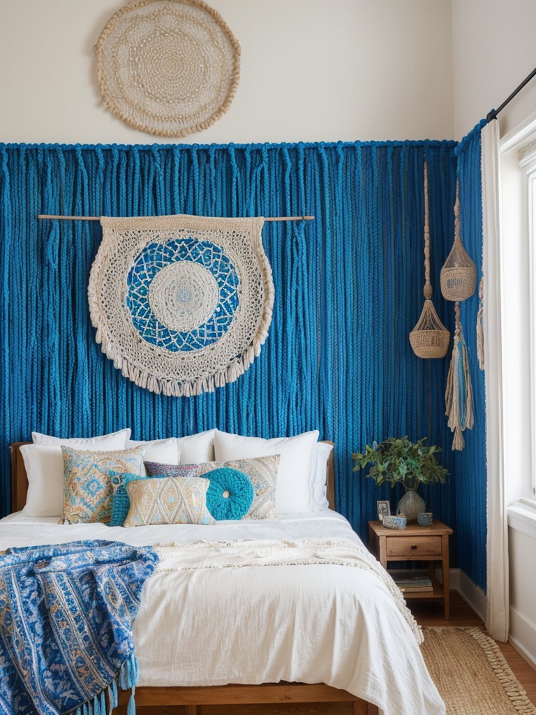 Boho-inspired Bliss: Transform your Apartment with Blue Bedroom Decor!