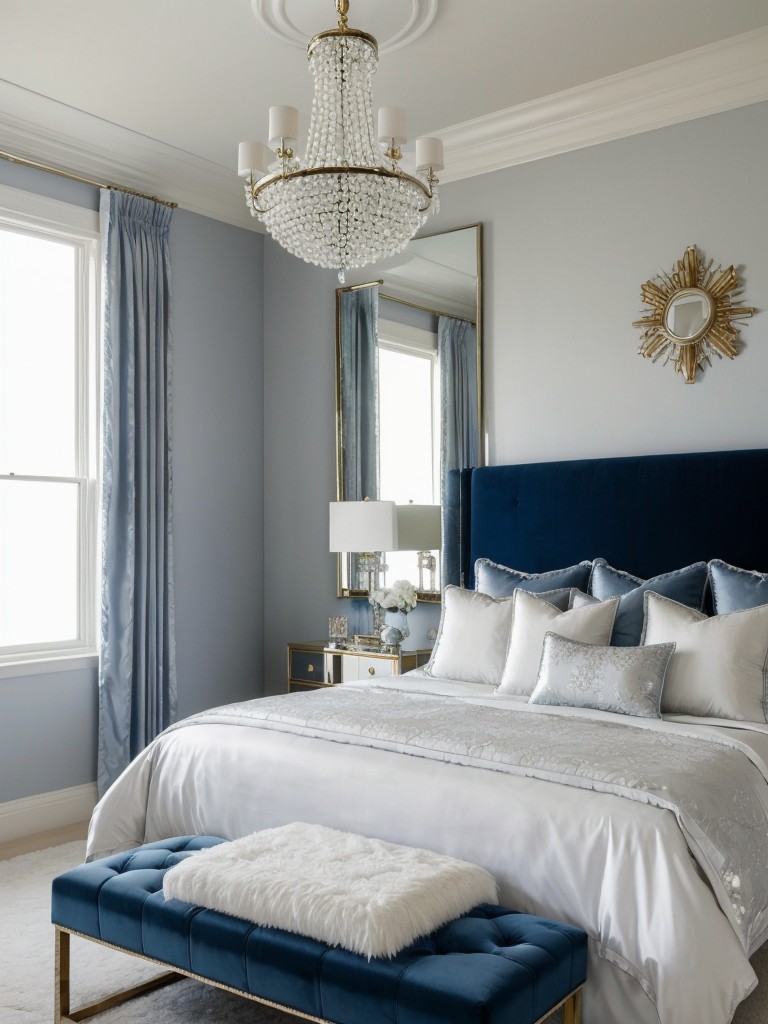 Embrace Opulent Serenity: Elevate your bedroom with Blue Styling