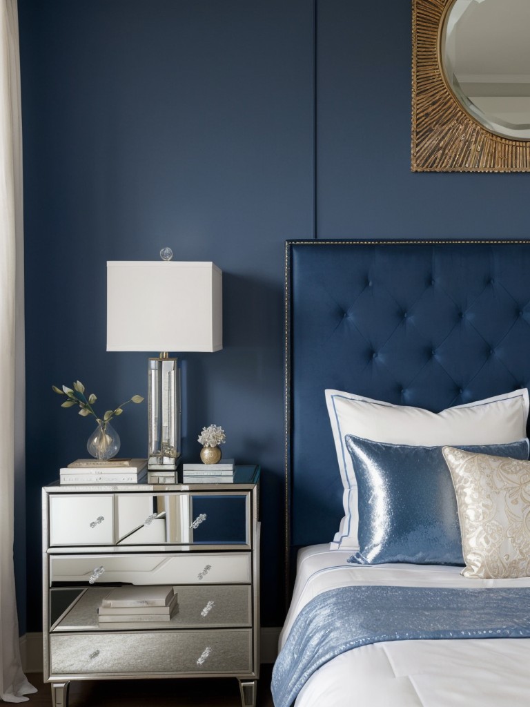 Create a Luxurious Haven with Glamorous Blue Bedroom Styling!