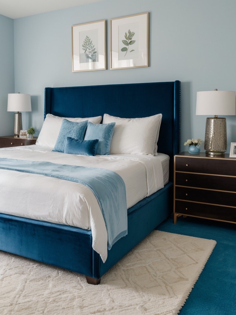 Create a Cozy Haven with Blue Bedroom Decor & Plush Velvet Accents