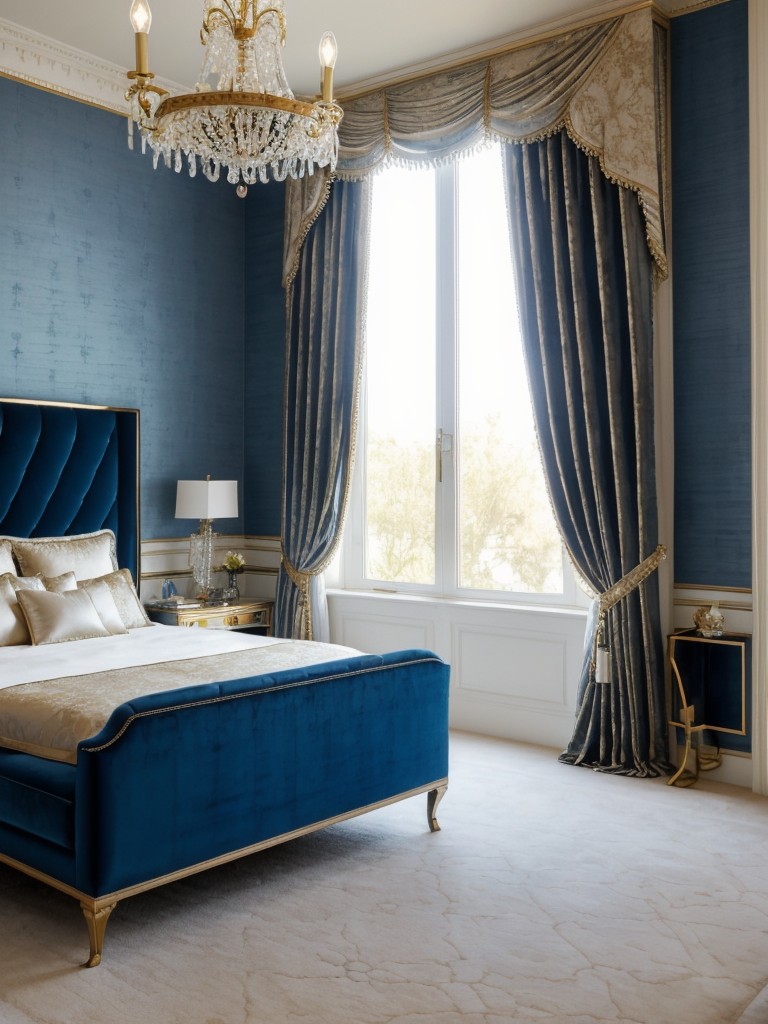 Indulge in Blue Bliss: Transform Your Apartment Bedroom into a Glamorous Oasis