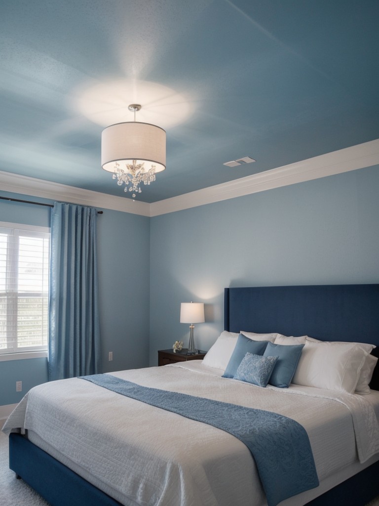 Blue Bedroom Bliss: Elevate Your Apartment with Statement Ceilings!