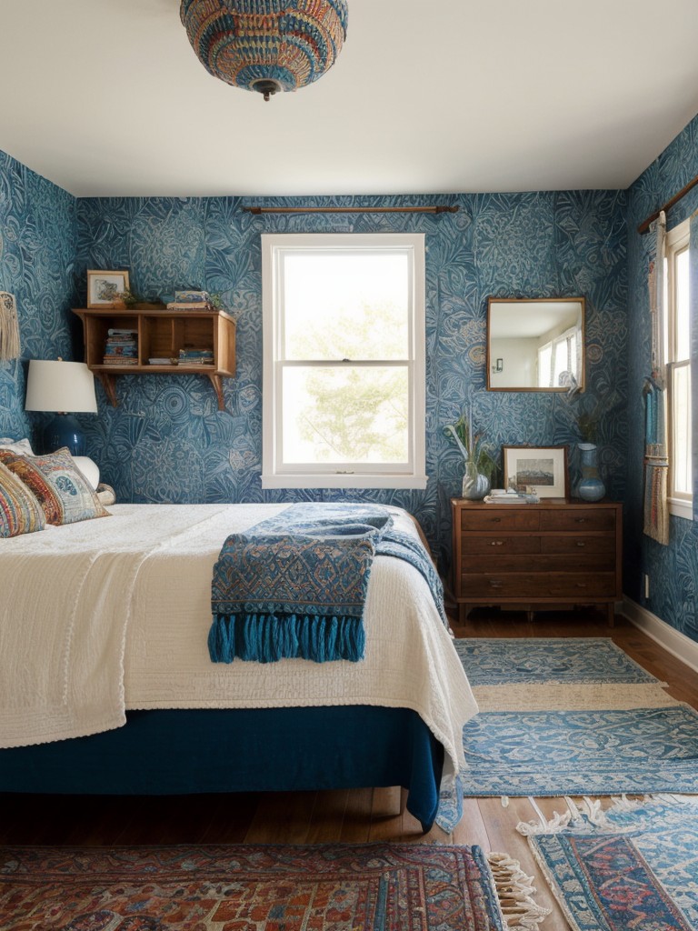 Boho Bliss: Transform Your Apartment with Blue Bedroom Decor!