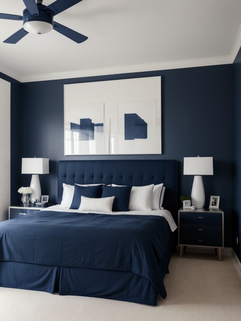 Elevate Your Apartment with Navy Blue Bedroom Makeover.