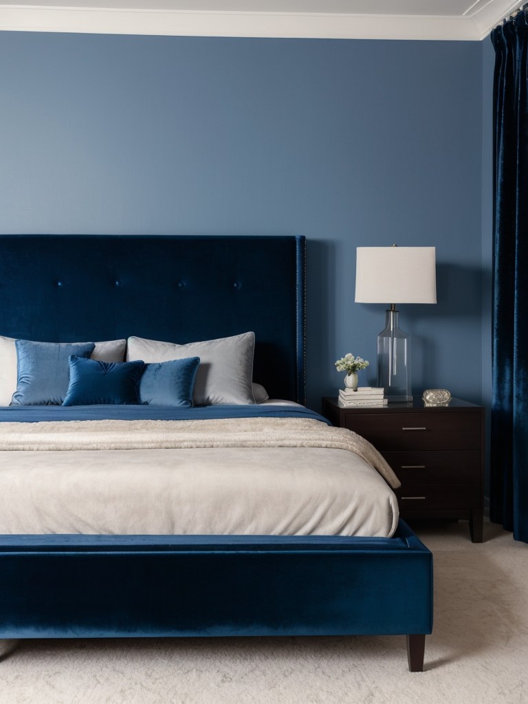 Upgrade Your Bedroom with Luxurious Blue Velvet Accents