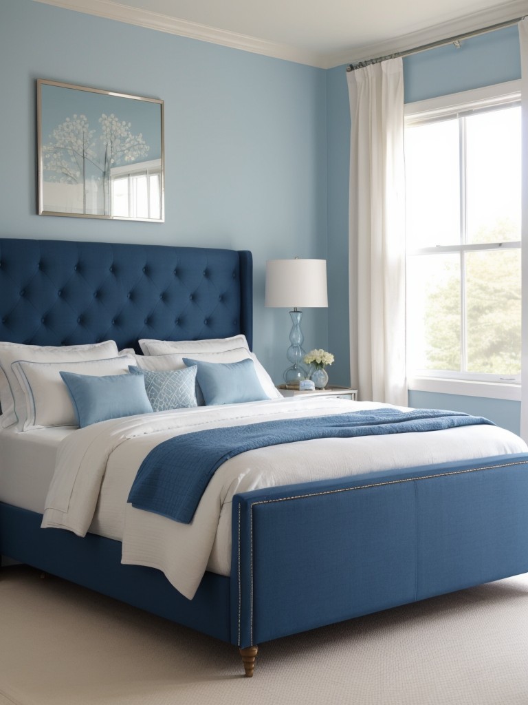 Revamp Your Bedroom with Blue Upholstered Bed for Serene Vibes!