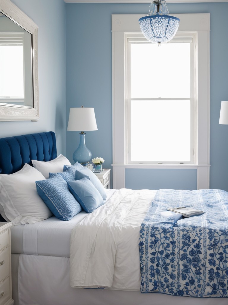 Blue Bedroom Makeover: Elevate Your Sleep Space with Porcelain Accents!