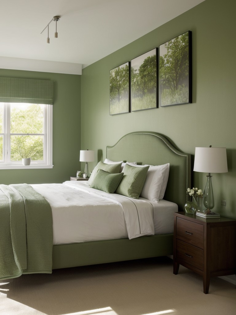 Green Bedroom Oasis: Symmetrical Décor Ideas!