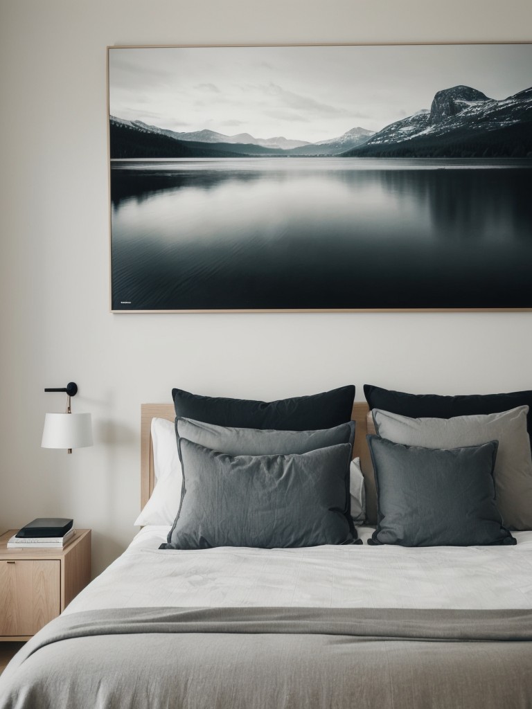 Scandinavian-inspired bedroom design for your apartment. Plus, make a statement with oversized art!