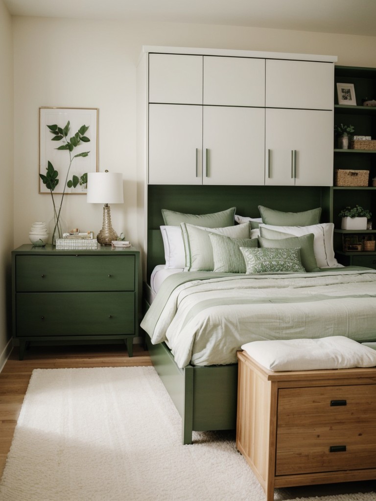 Green Bedroom Décor: Organize & Style Your Apartment with Space-Saving Ideas!