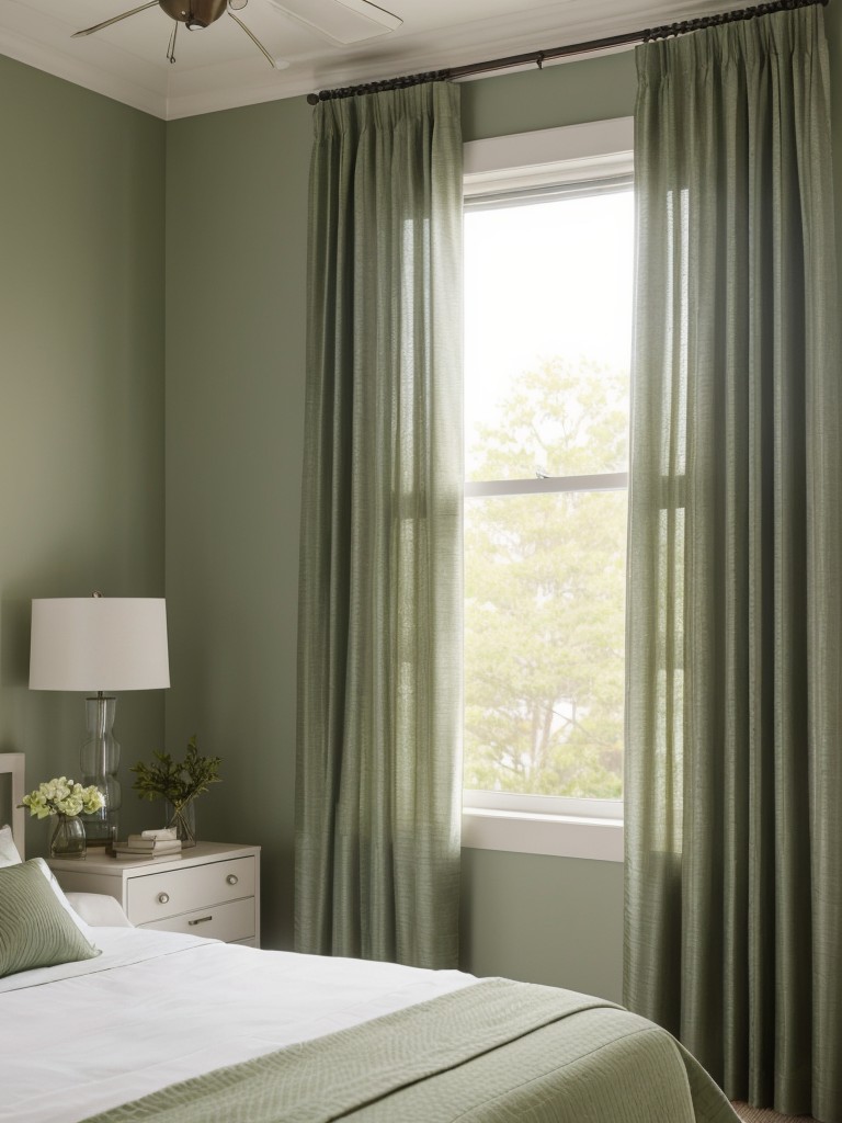 Green Bedroom Décor: Enhance Privacy and Natural Light with Elegant Drapes!