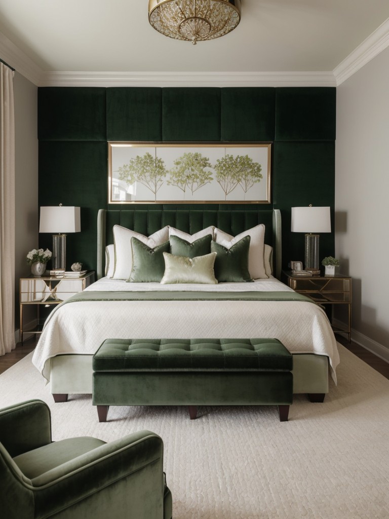 Velvet Bliss: Luxurious Green Bedroom Décor Ideas for a Tranquil Space!