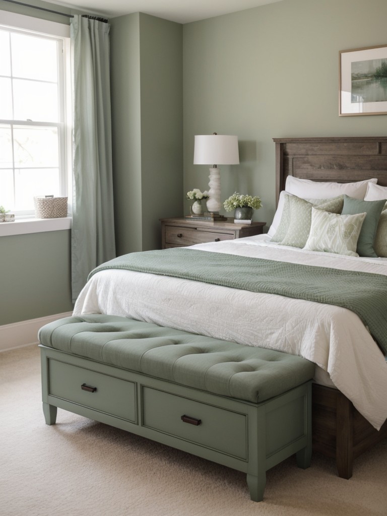 Green Bedroom Décor for a Calm Space! Storage Solutions for Apartments.