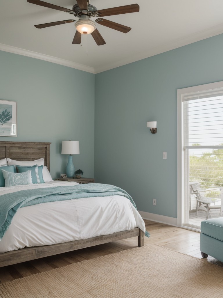 Coastal Chic: Transform Your Bedroom with Soothing Blues and Nautical Accents!