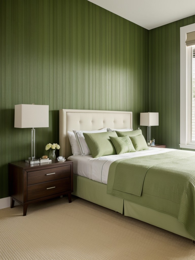 Green Bedroom Décor: Elevate Your Space with Textured Wallpaper!