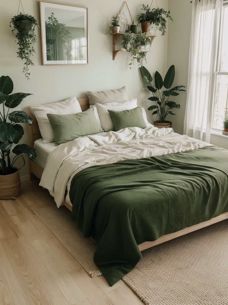 Natural Haven: Transform Your Apartment with Green Bedroom Decor!