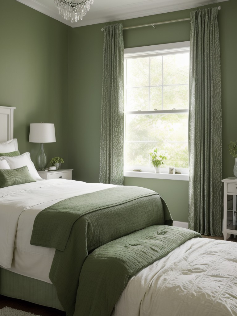 Cozy & Calming Green Bedroom Ideas! Choose a monochromatic color scheme for a harmonious space.