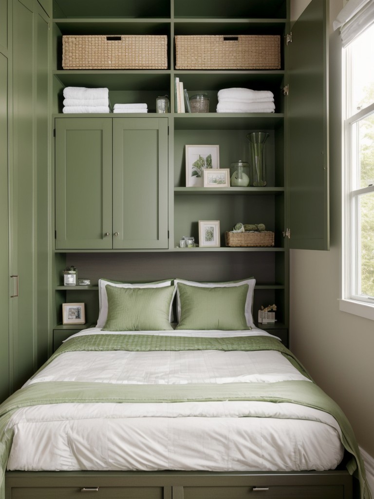 Green Bedroom Bliss: Creative Storage Solutions for Apartments!