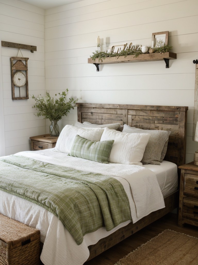 Cozy Farmhouse Vibes: Transform Your Bedroom with Rustic Green Décor!