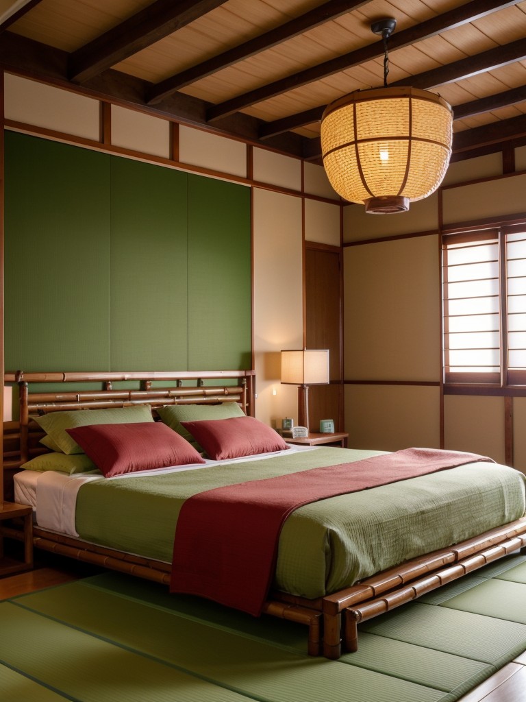 Zen-Style Green Bedroom: Explore Serenity in a Japanese-inspired Space!