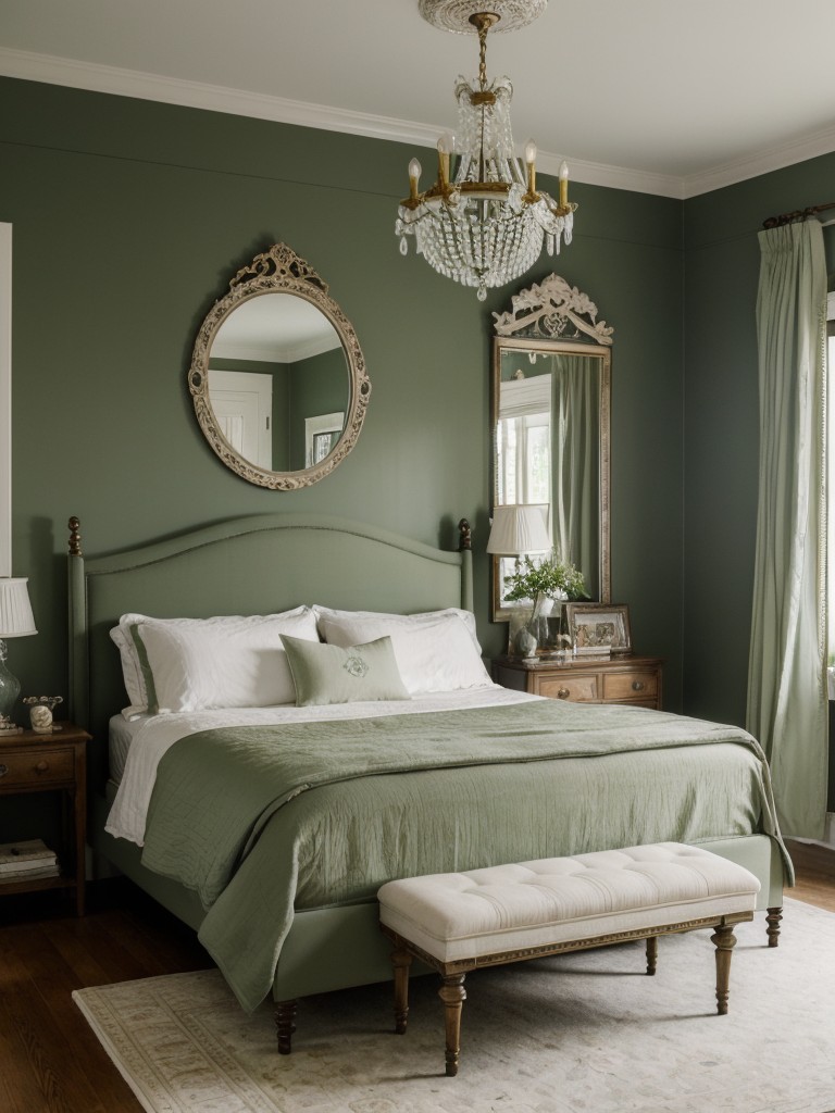 Vintage Elegance: Create a Peaceful Retreat with Green Bedroom Décor!