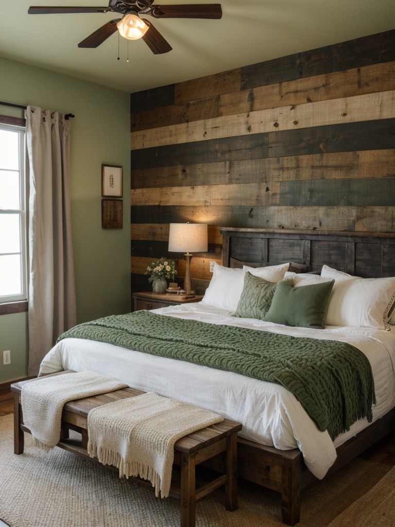 Green Bedroom Décor: Rustic-Inspired Bliss for Cozy Apartments