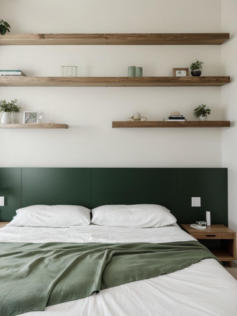 Green Bedroom Bliss: Minimalist Style for a Serene Apartment Space!