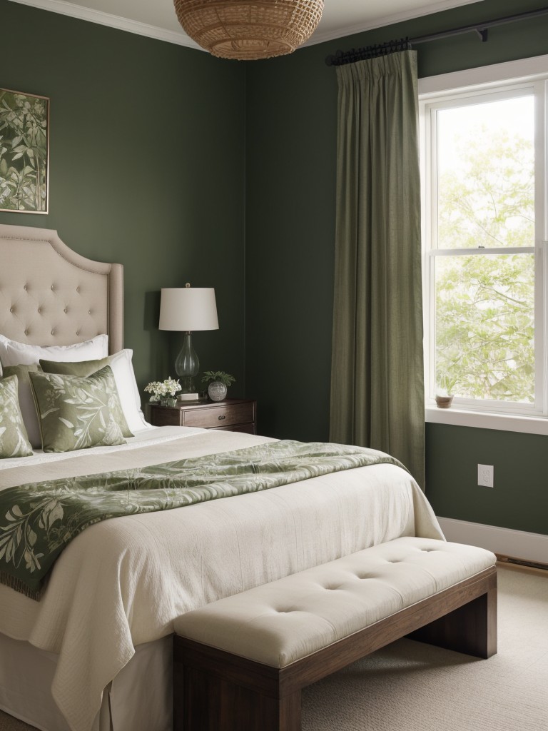 Botanical Bliss: Elevate Your Apartment Bedroom with Green Elegance!