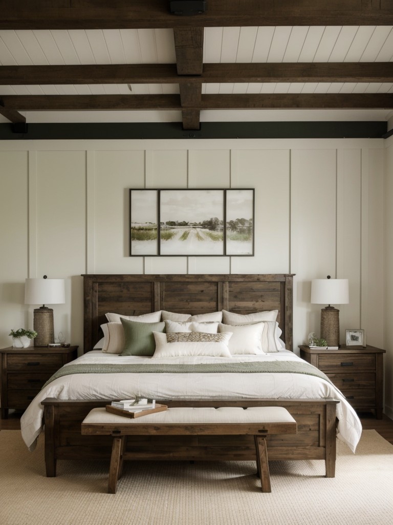 Rustic-Chic Bedroom: Elevate Your Space with Modern Farmhouse Vibes!